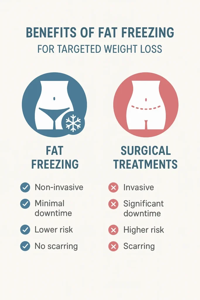 graphic showing the benefits of fat freezing Borehamwood